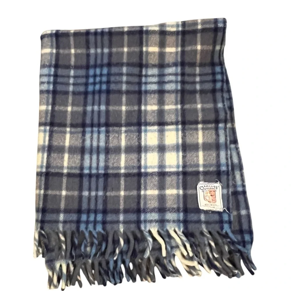 CURVON CROWN 100% Wool Vintage Plaid Lap / Baby Blanket